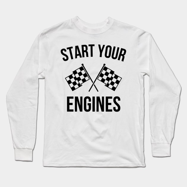 Start your Engines Race Flags Long Sleeve T-Shirt by Vooble